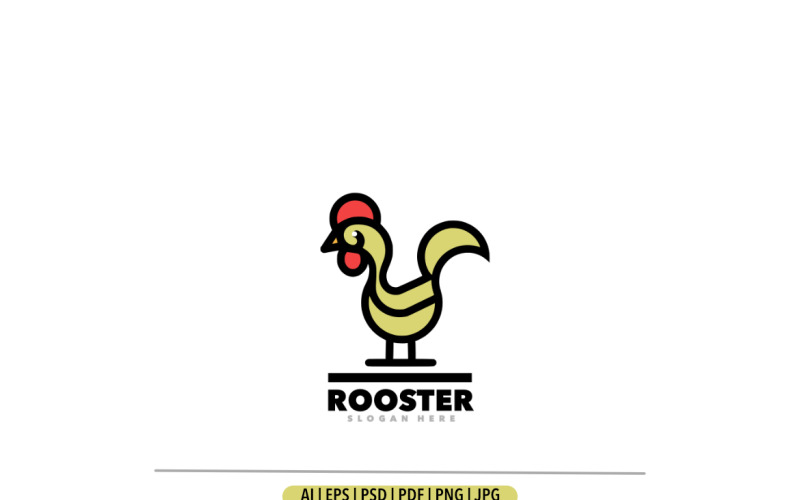 Rooster line art logo design Logo Template