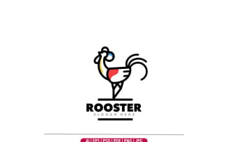 Rooster outline simple logo template