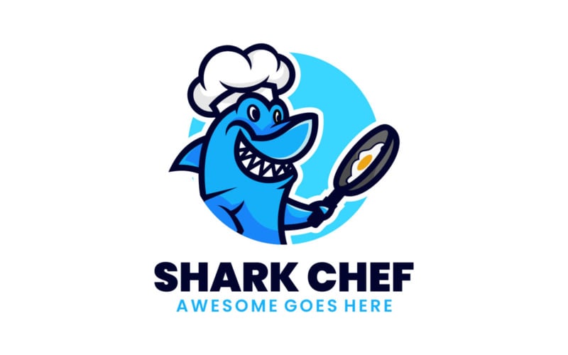 Shark Chef Mascot Cartoon Logo Logo Template