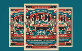 4th of July Celebration BBQ Party flyer Poster Tempate