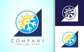 Air conditioner logo. Hot and cold symbol15