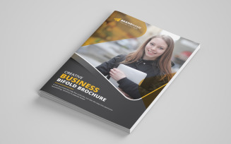 Business Bifold Brochure Template with Black Background