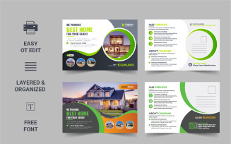 Modern Real Estate Postcard Template, Real Estate or home sale eddm Postcard Design Layout