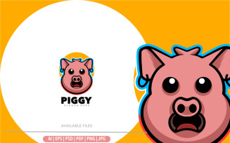 Pig cute head logo design
