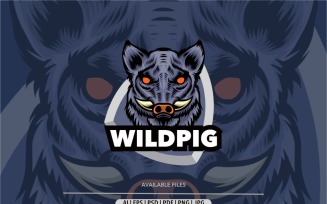 Pig shield wild boar mascot logo