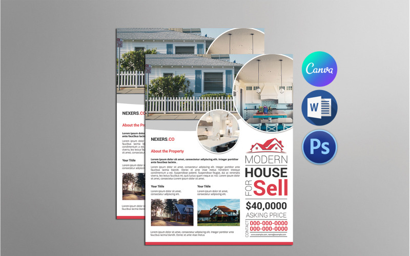 Real Estate Flyer Template. Canva, Word and Psd Corporate Identity