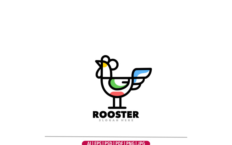 Rooster outline simple logo template design Logo Template