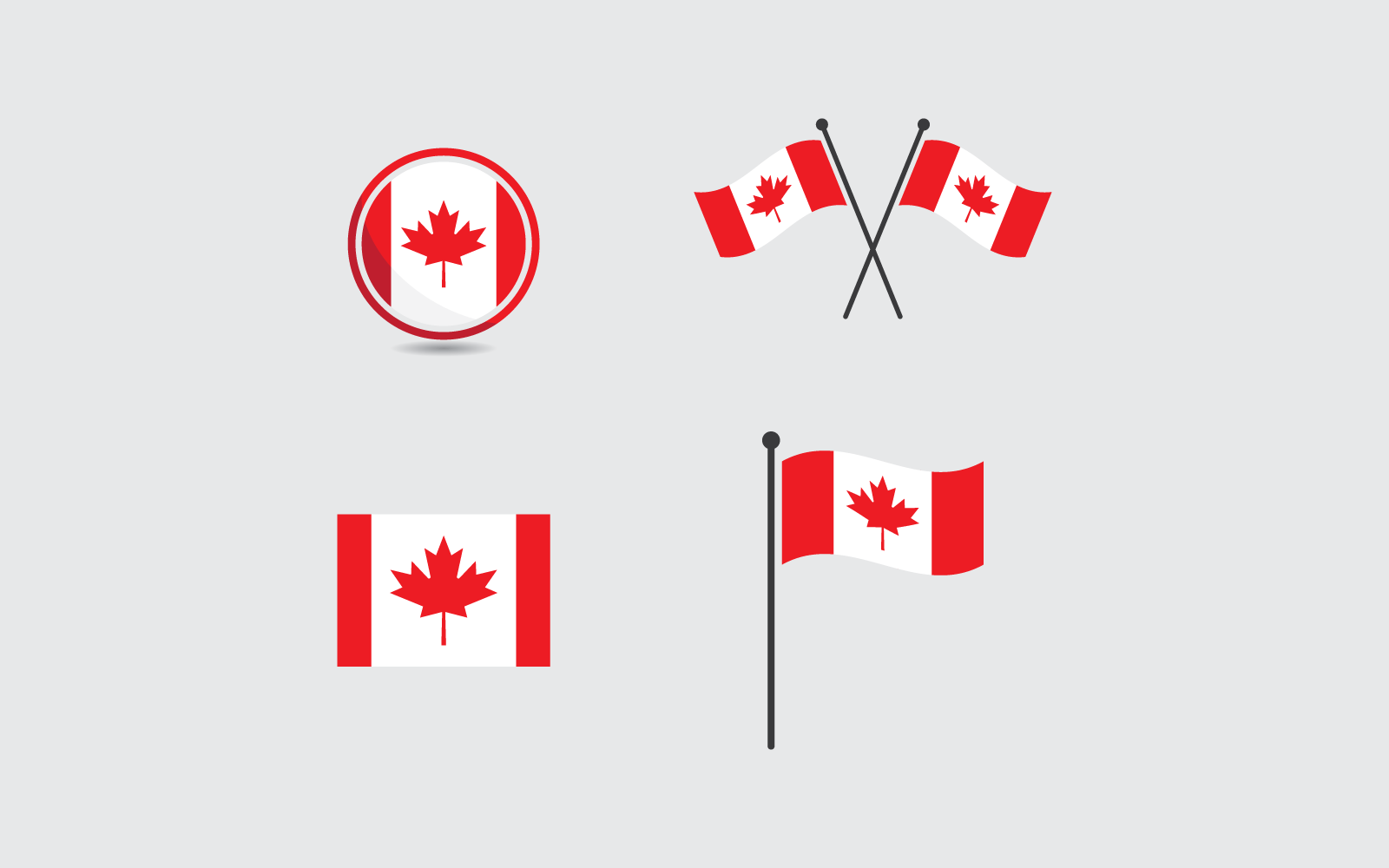 Set of Canada flag illustration flat design vector template