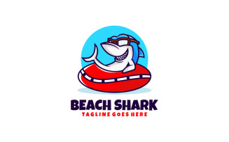 Beach Shark Mascot Cartoon Logo