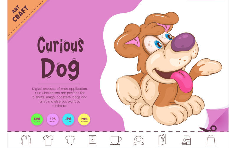 Cartoon Curious Dog. Clipart. Vector Graphic