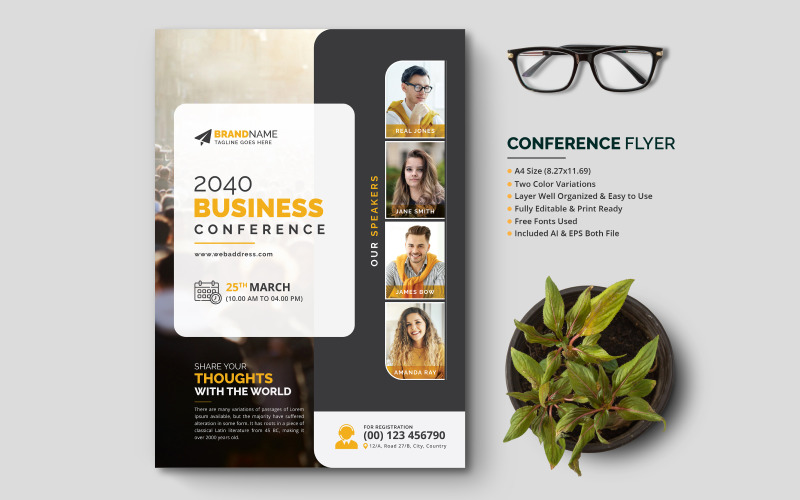 Conference Flyer, Leaflet, Pamphlet for Annual General Meeting, Seminar, Lecture, Workshop V3 Corporate Identity