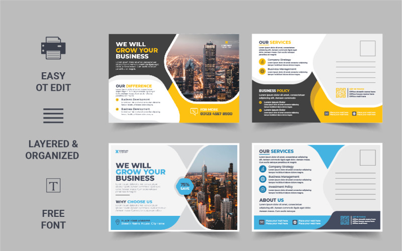 Corporate Postcard Template Design Template Layout Corporate Identity
