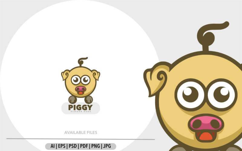 Pig baby head cartoon logo design Logo Template