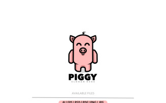 Pig cartoon simple logo template