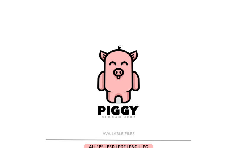 Pig cartoon simple logo template Logo Template