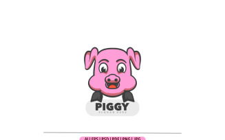 Pig pink head mascot logo design simple