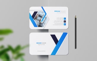 Clean and Minimal Blue Business Card Design Template