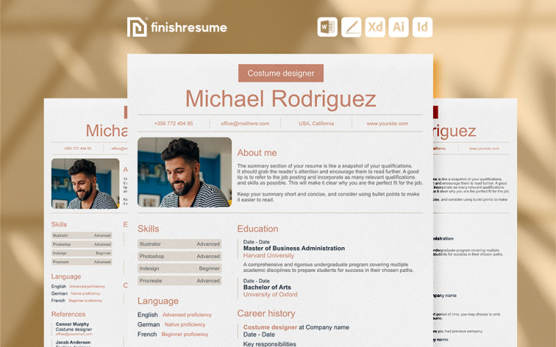 Costume designer resume template | Finish Resume Resume Template