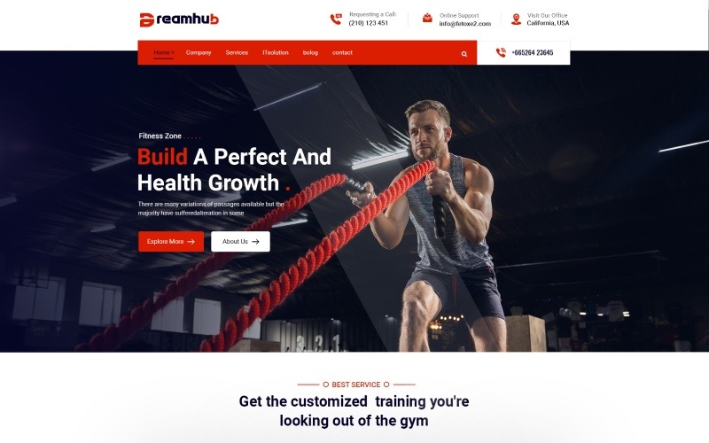 Dreamhub - Fitness HTML5 Template Website Template