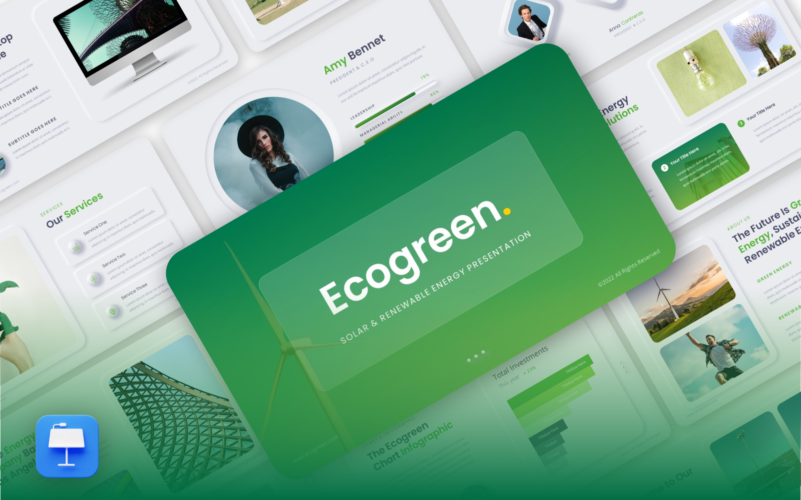 Ecogreen – Neumorphism Renewable Energy Keynote Template