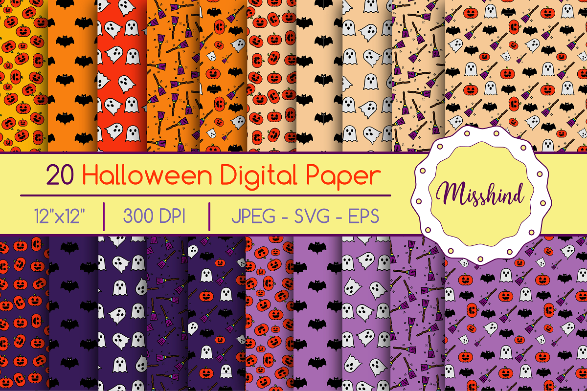 20 Halloween Seamless Pattern • Digital Paper