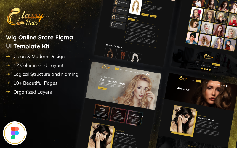 Classy Hair - Wig Online Store Figma UI Template Kit UI Element