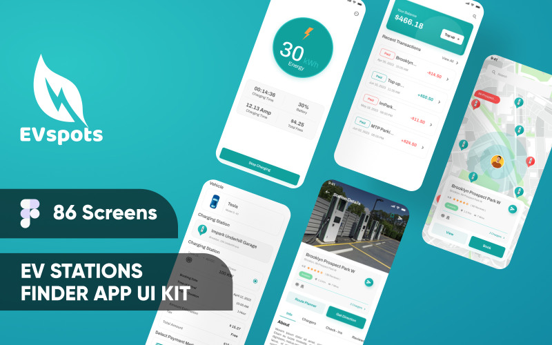 EVspots-EV Charging Station Finder App UI Element