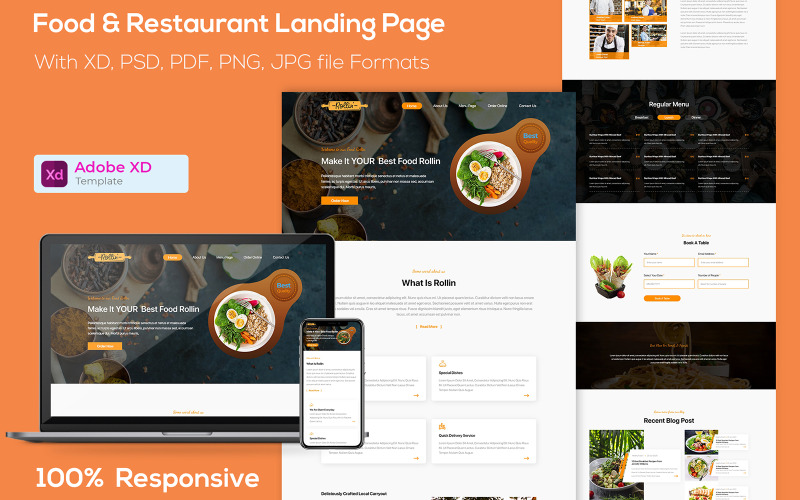 Free Restaurant Responsive Web template UI Element