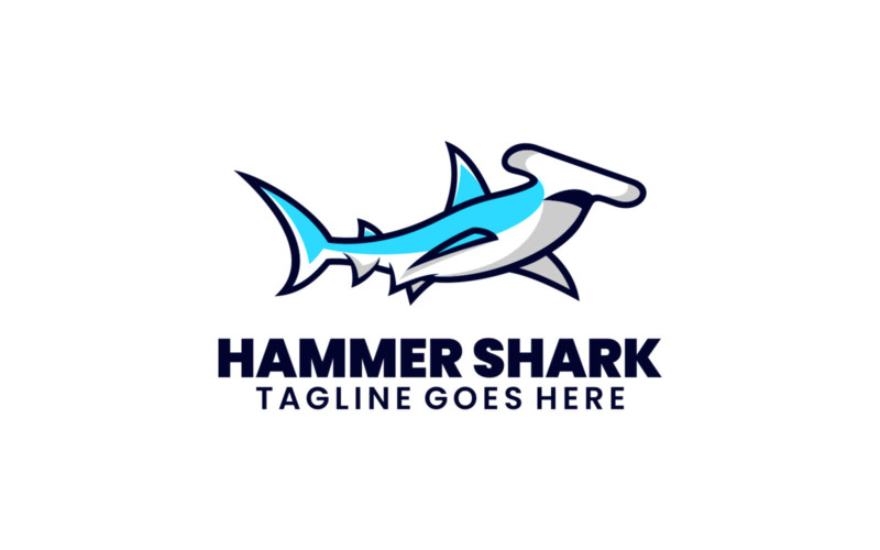 Hammer Shark Simple Mascot Logo Logo Template