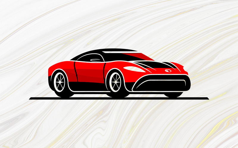 Realistic Red Sport Car Ready To Use Template Illustration