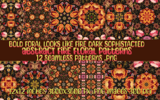 Seamless Fire Floral Pattern Set