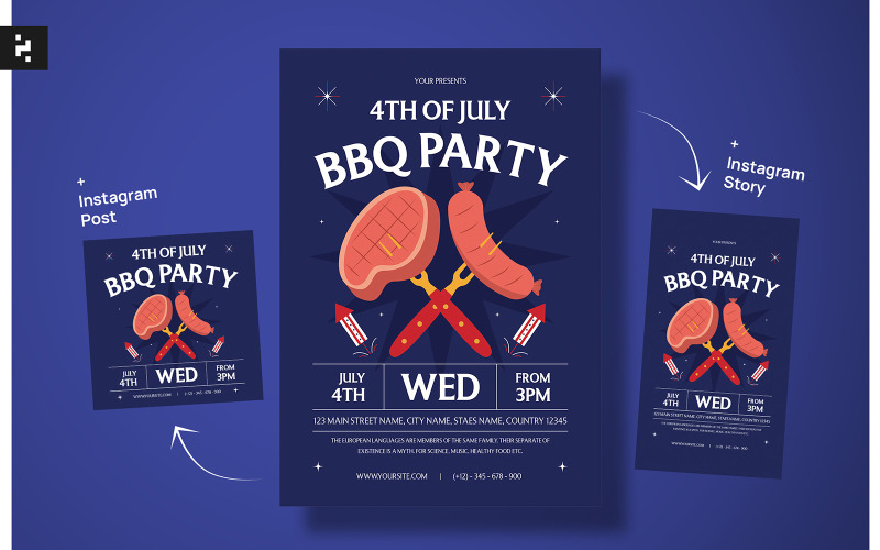 4th of July Event Flyer Template Corporate Identity