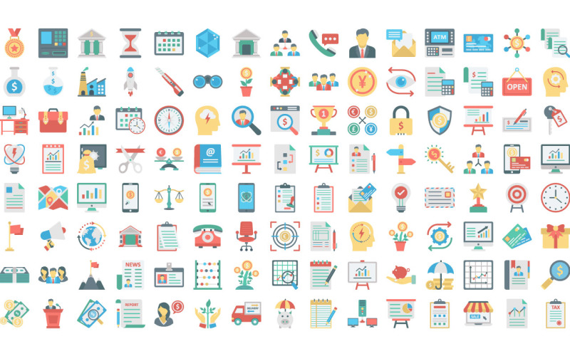 Business, Finance and Startup Color Vector Icons Icon Set
