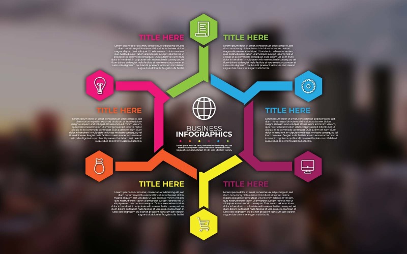 Business Infographics Design With 6 Concepts - INFOGRAPHIC ELEMENT Infographic Element