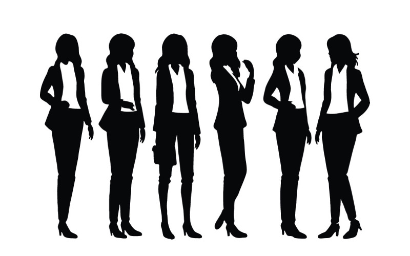 Female businessman silhouette set vector Illustration