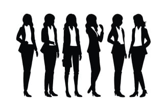 Female businessman silhouette set vector