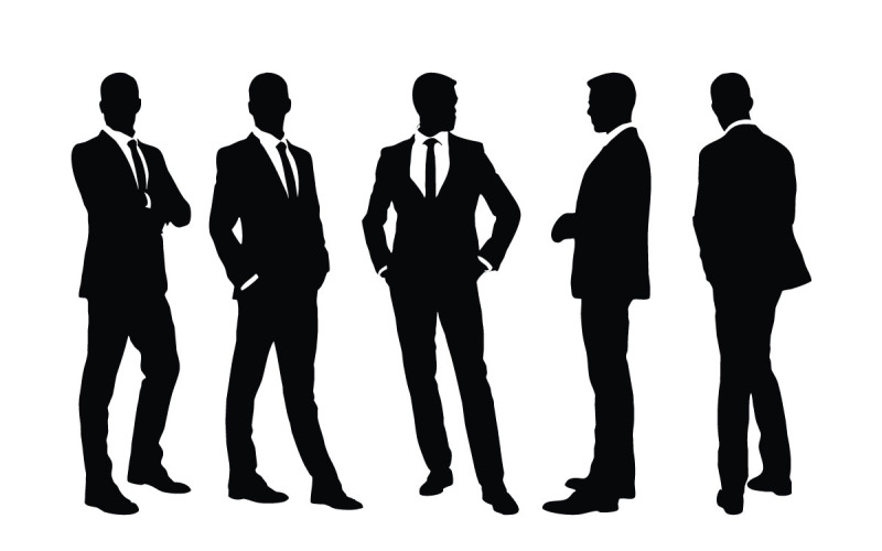 Male employees wearing suits silhouette Illustration