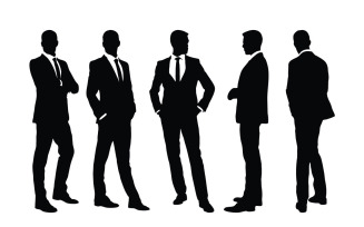 Male employees wearing suits silhouette