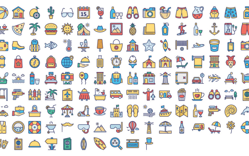 Summer and Holidays Icons | AI | EPS | SVG Icon Set