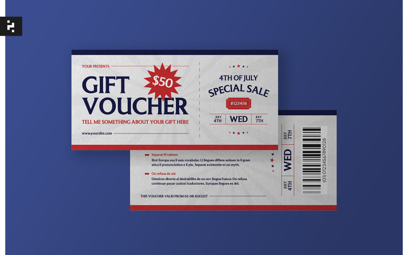 4th of July Gift Voucher Template Corporate Identity