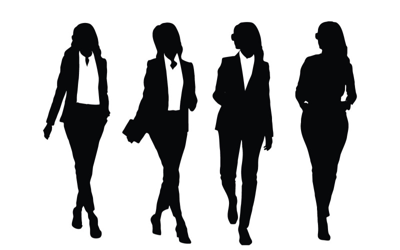Women models wearing suits silhouette Illustration