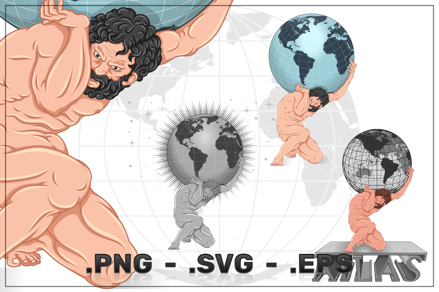 Vector Design of Atlas Holding the Earth