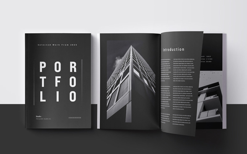 Black and White Portfolio Template Magazine Template