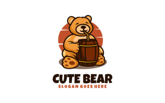 Cute Bear Mascot Cartoon Logo Style