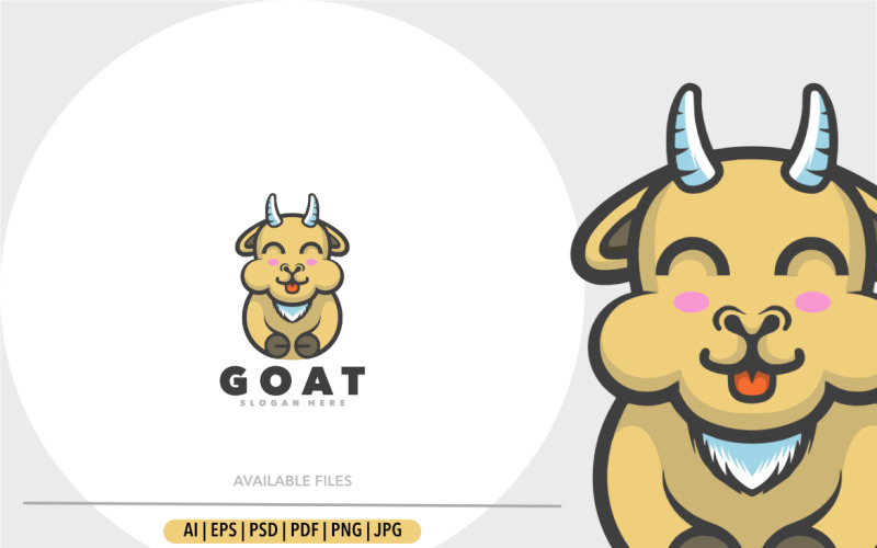 Goat cartoon cute logo design Logo Template