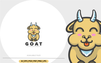Goat cartoon cute logo design