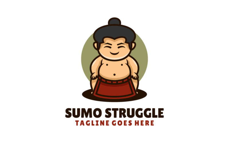 Sumo Struggle Mascot Cartoon Logo Logo Template