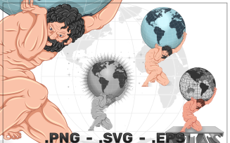 Vector Design of Atlas Holding the Earth