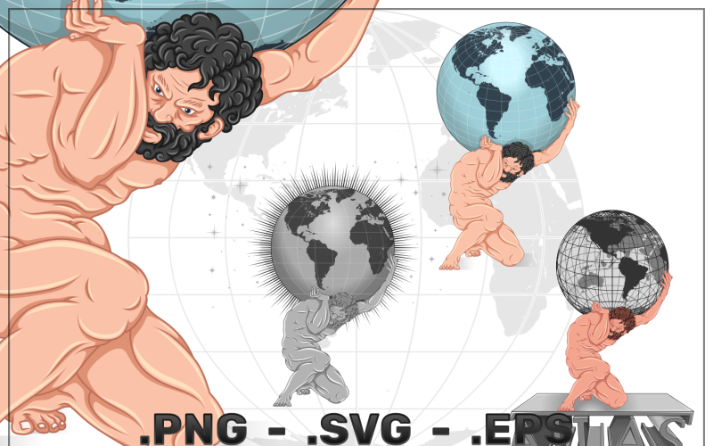 Vector Design of Atlas Holding the Earth Vector Graphic