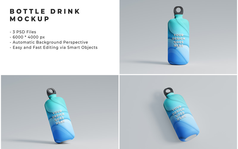 Blue Bottle Drink Mockup Template Product Mockup